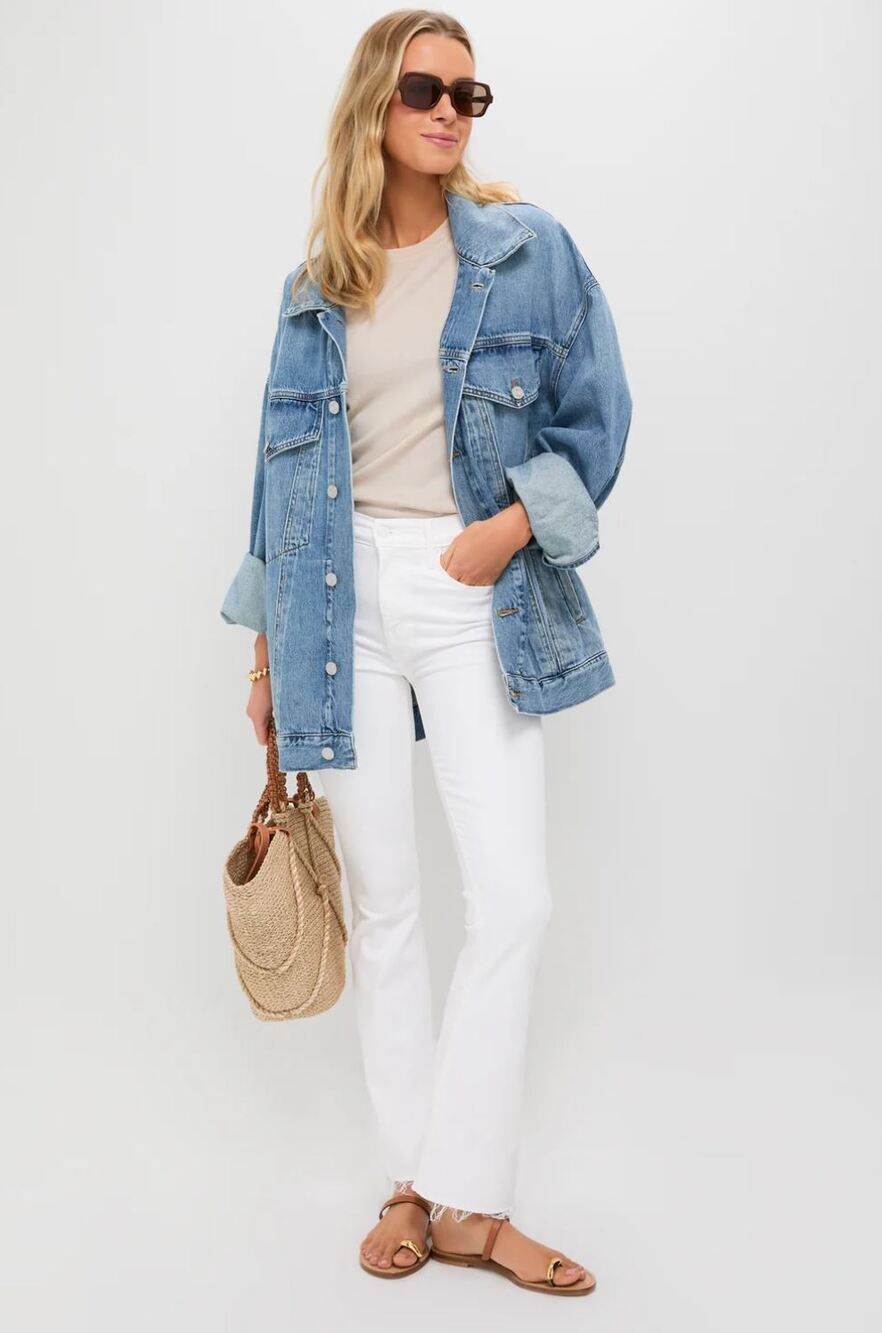 Mother The Weekender Fray Jeans US 24 White Denim Raw Hem Flare